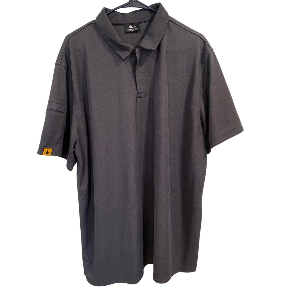 German Tactical Mens 2XL Charcoal Grey Short Sleeve Polo Shirt Pique Performance